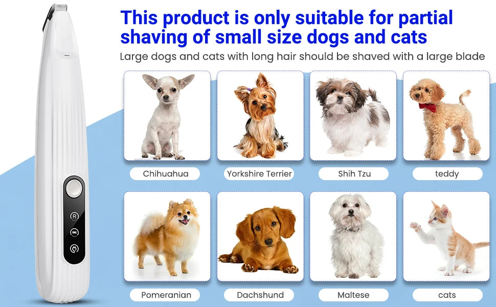 Portable Dog Paw Trimmer with LED Light – Cordless Nail Grinder for Pets