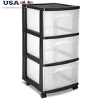 🗄️✨ 3 Drawer Plastic Storage Cart with Clear Drawers | Rolling Organizer with Wheels 🚗 | Portable Storage Solution for Bedroom, Kitchen & Bathroom