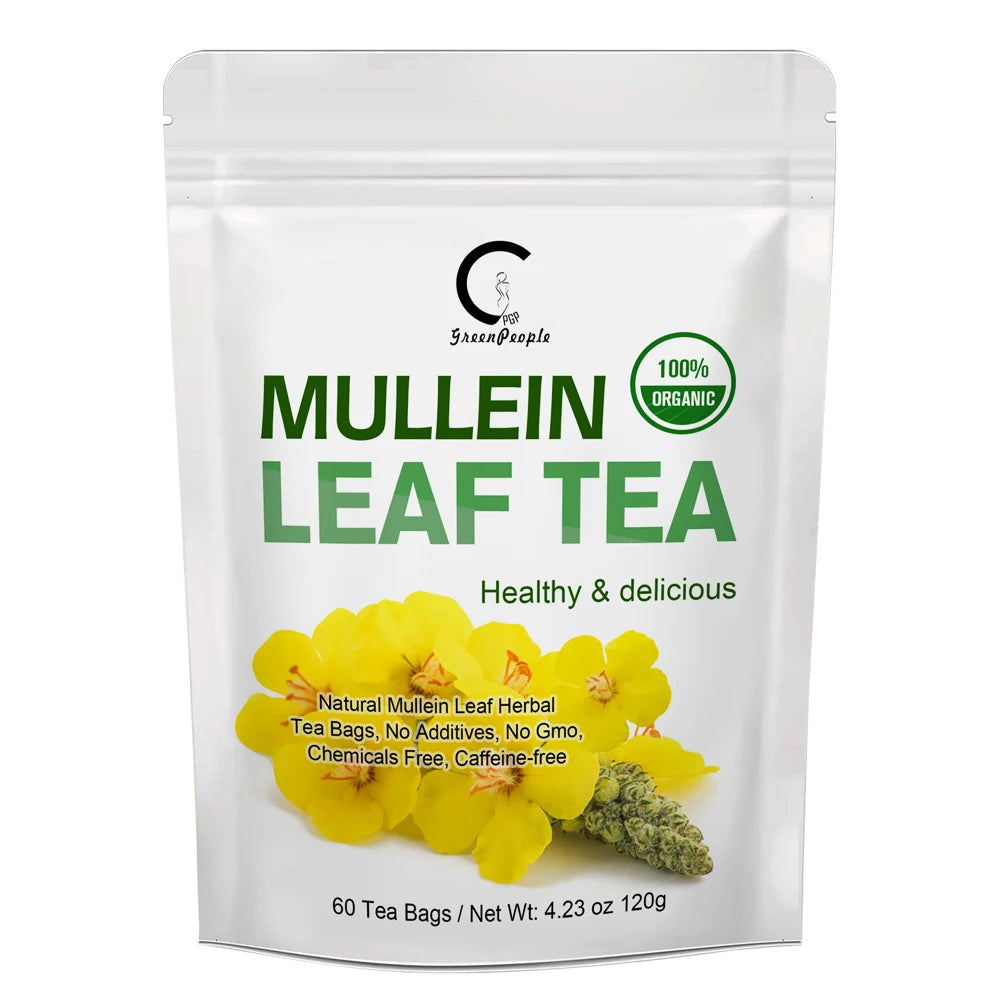 🌿 Mullein Leaf Tea Bags – Caffeine-Free Herbal Tea for Lung & Respiratory Wellness (28 or 60 Bags)