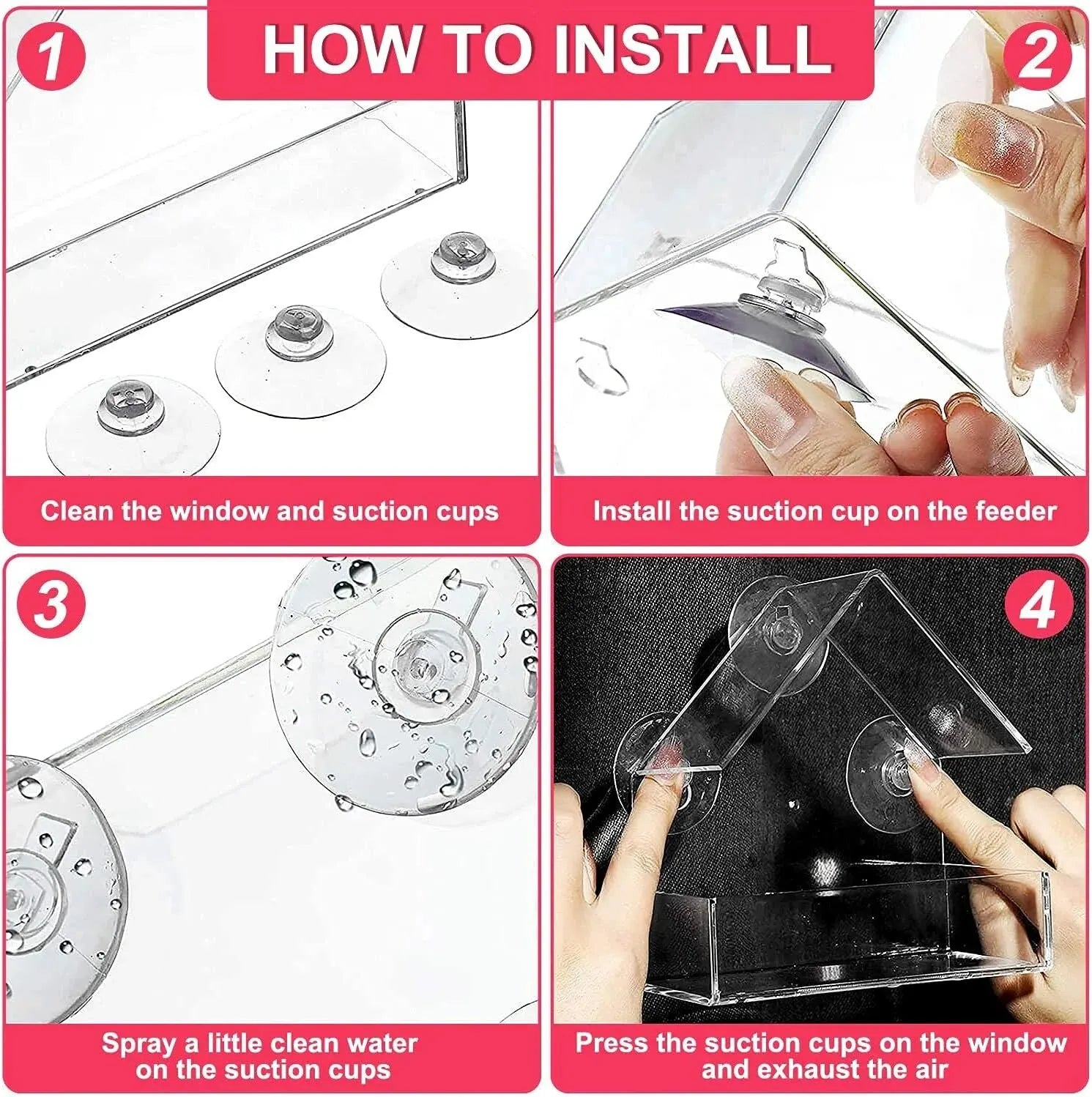 🐦🏡 Clear Acrylic Window Bird Feeder with Suction Cups