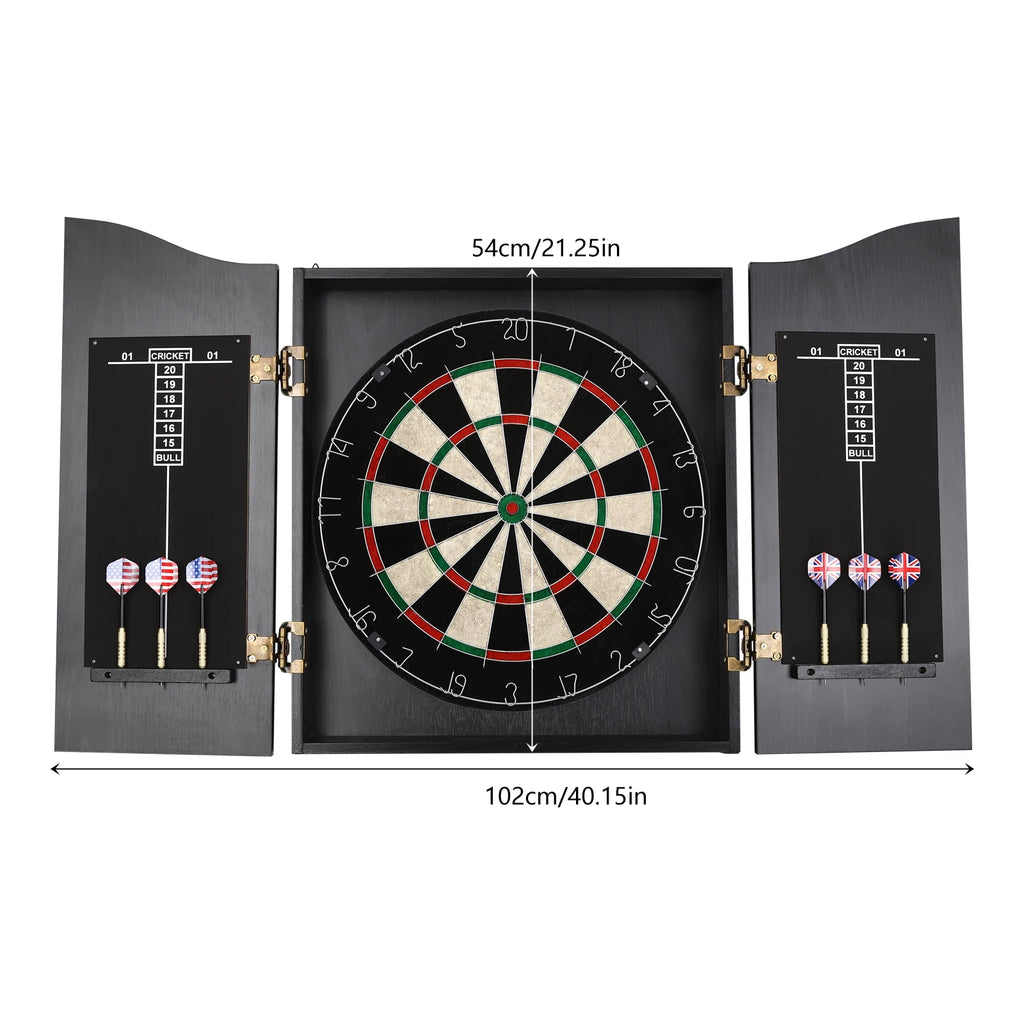 Wall‑Mounted Dartboard Cabinet Set 🎯 Classic MDF & Sisal Dart Board for Adults | Includes Cabinet, 6 Darts & Accessories | Home & Game Room Decor