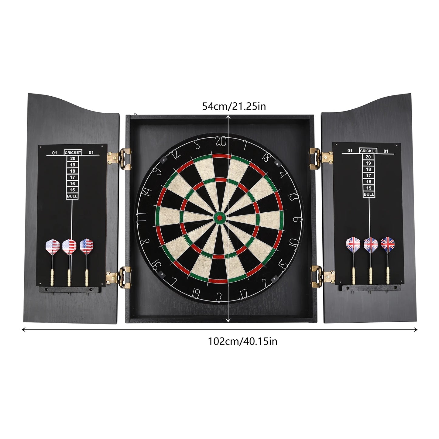 Wall‑Mounted Dartboard Cabinet Set 🎯 Classic MDF & Sisal Dart Board for Adults | Includes Cabinet, 6 Darts & Accessories | Home & Game Room Decor