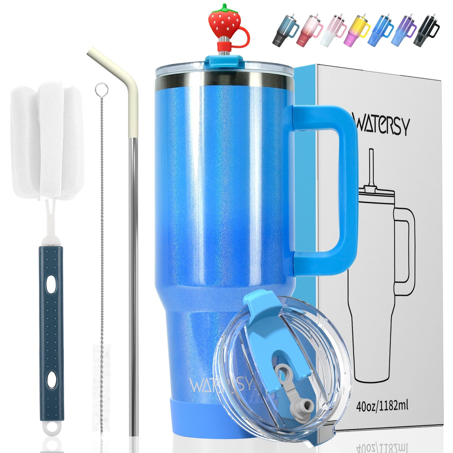 WATERSY 30oz / 40oz Insulated Tumbler – Stainless Steel Travel Mug with Handle & Straw 💧✨