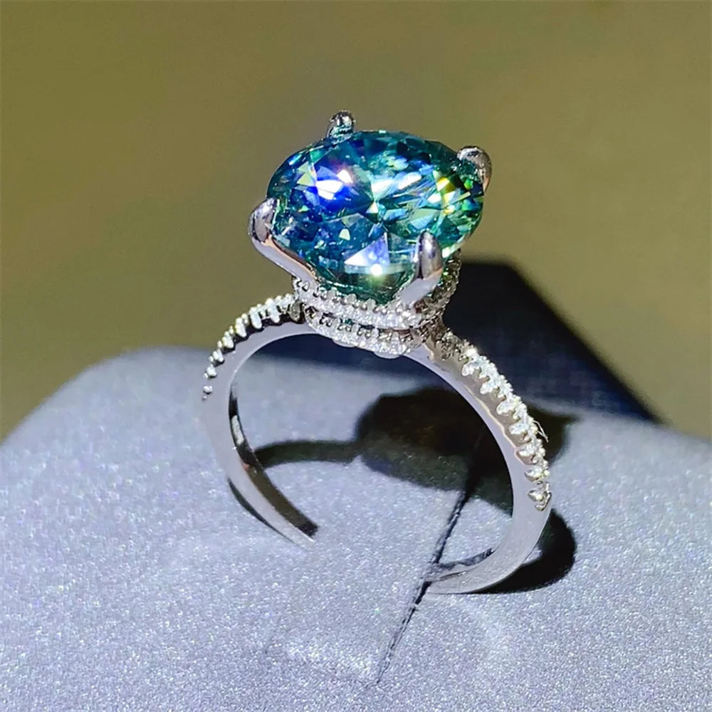 💚💍 Serenity 5CT Green Moissanite Ring – S925 Sterling Silver 18K Plated