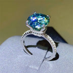 💚💍 Serenity 5CT Green Moissanite Ring – S925 Sterling Silver 18K Plated