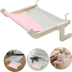 Cat hammock with pet window, Cat hanging hammock with detachable balcony, wooden stand, indoor turndown bed, pet nest