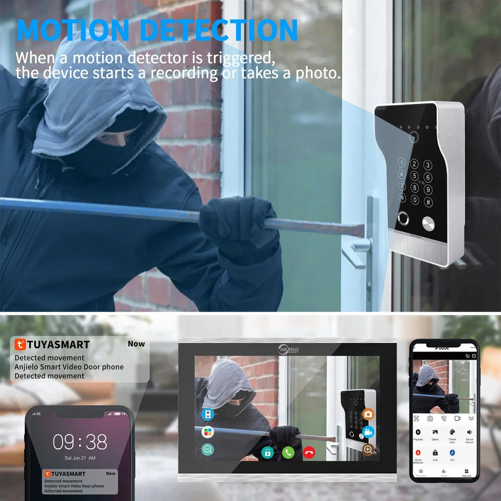 🔔📹 High Quality Video Doorbell Intercom System | Large Screen Smart Videophone 🔐 | Tuya Smart 5-in-1 Unlock 1080P for Home & Apartment