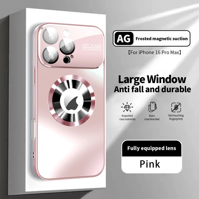 Titanium Metallic Matte MagSafe Case with Glass Camera Protection for iPhone