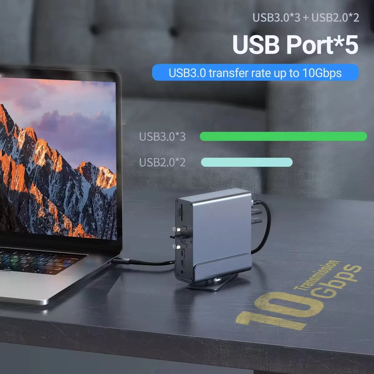 💻🔗 15-in-1 Type-C Docking Station – 4K@60Hz HDMI & DisplayPort Hub