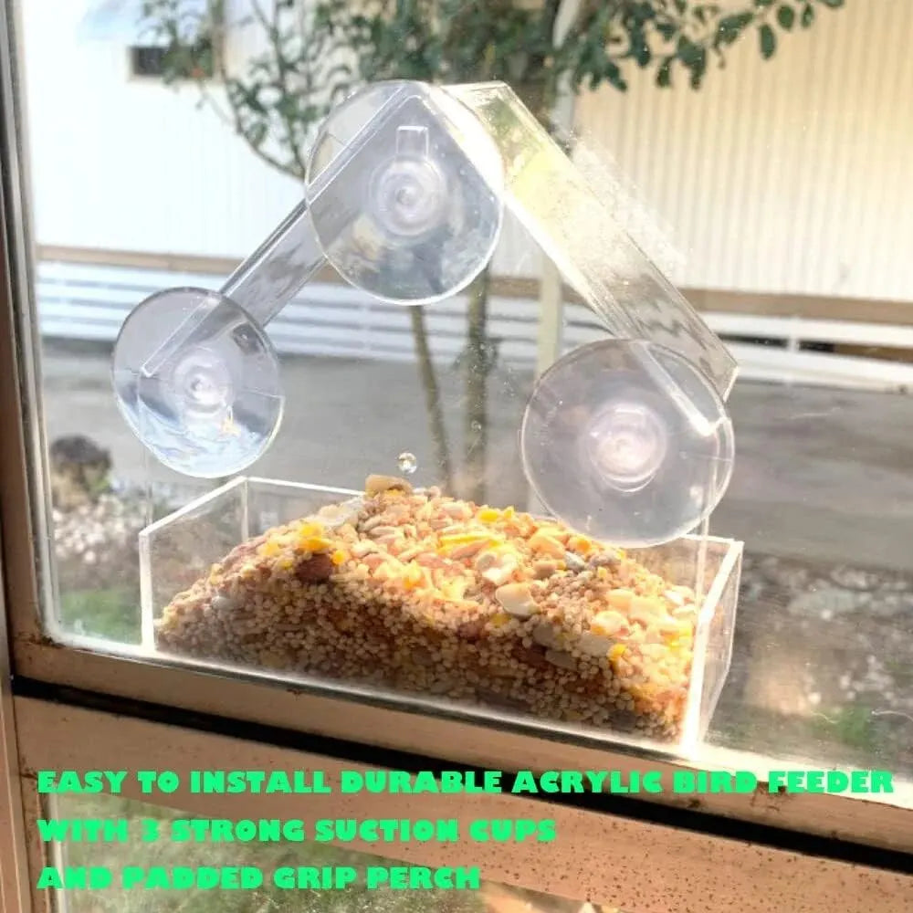 🐦🏡 Clear Acrylic Window Bird Feeder with Suction Cups
