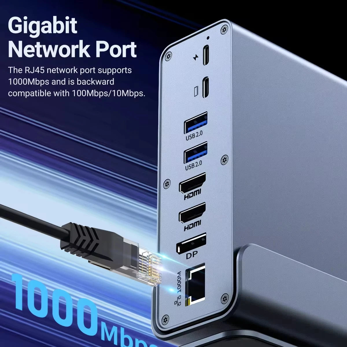 💻🔗 15-in-1 Type-C Docking Station – 4K@60Hz HDMI & DisplayPort Hub