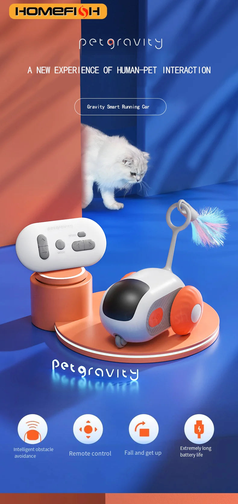 🐱🚗 Smart Cat Car Toy 🐾✨ | 2-Mode Automatic Moving & Remote Controlled Car 🎮 | Interactive Training Toy for Cats & Dogs 🐶💖