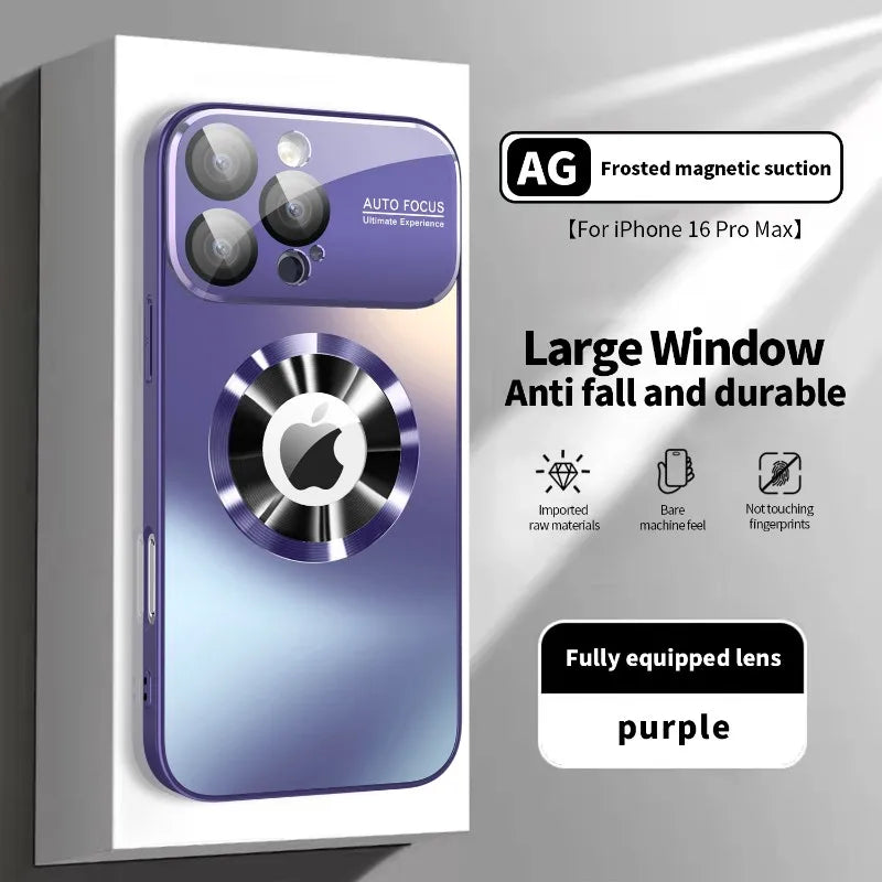 Titanium Metallic Matte MagSafe Case with Glass Camera Protection for iPhone