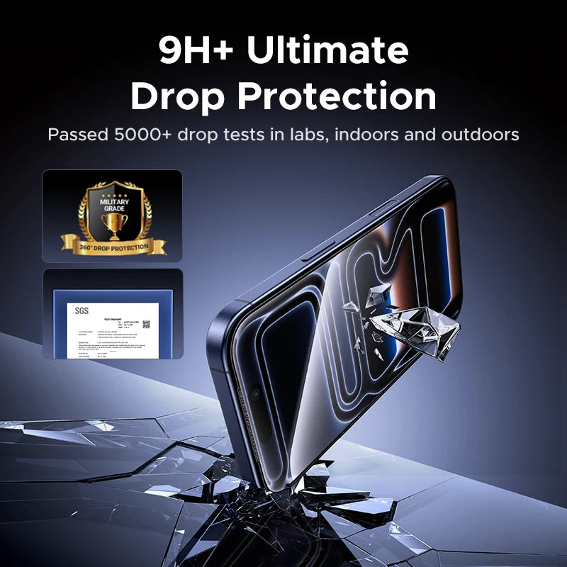 Tempered Glass Screen Protector for iPhone 17/16/17 Pro Max – 9D Hardness, HD Clarity, Full Coverage, Anti-Spy, 2PCS Automatic Dust-Free