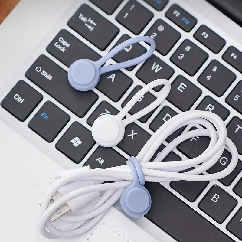🧲🔌 Silicone Magnetic Cable Ties – Reusable Wire Organizer (1/3/5PCS)