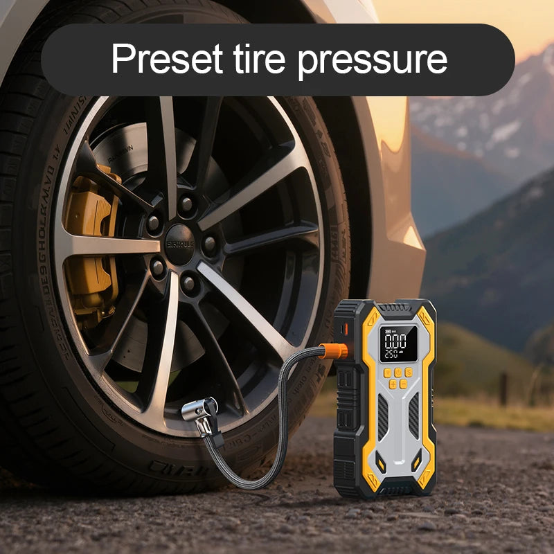 🚗⚡ 1500A Portable Car Jump Starter 12V – 20000mAh Power Bank with Smart Air Inflator & LED Emergency Light