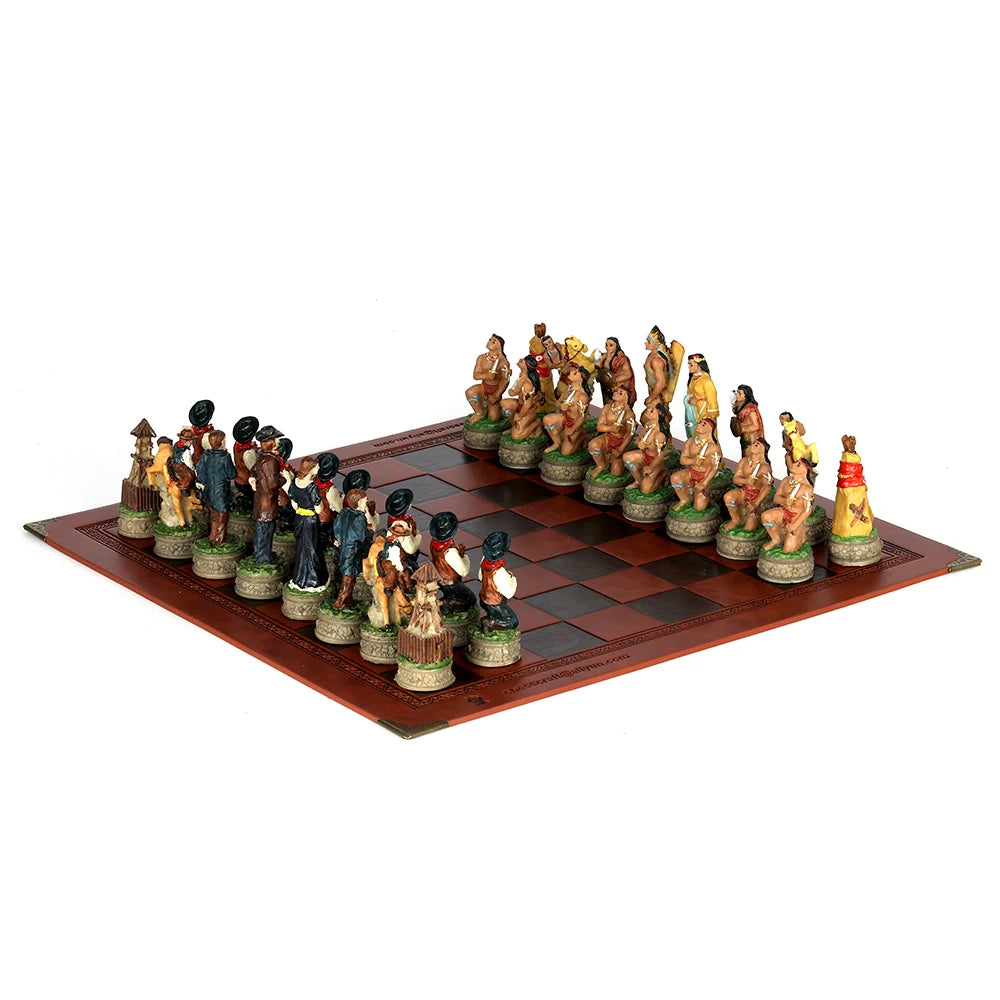 Luxury War‑Themed Metal & Resin Chess Set ♟️ | Hand‑Painted Knights on Leather Board | 32‑Piece Strategy Gift Set 🎁