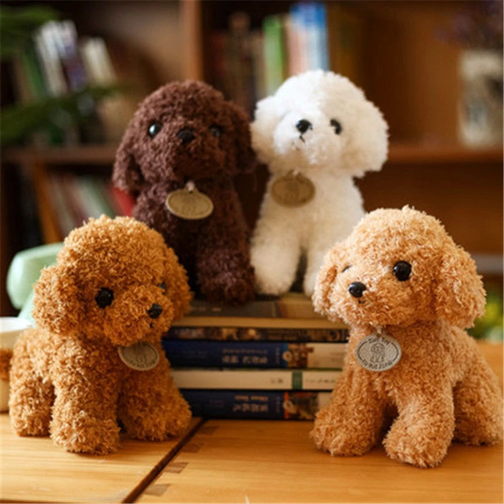 🐶🧸 8" Cute Teddy Dog Plush Toy – Curly Simulation Puppy Doll with Hanging Tag