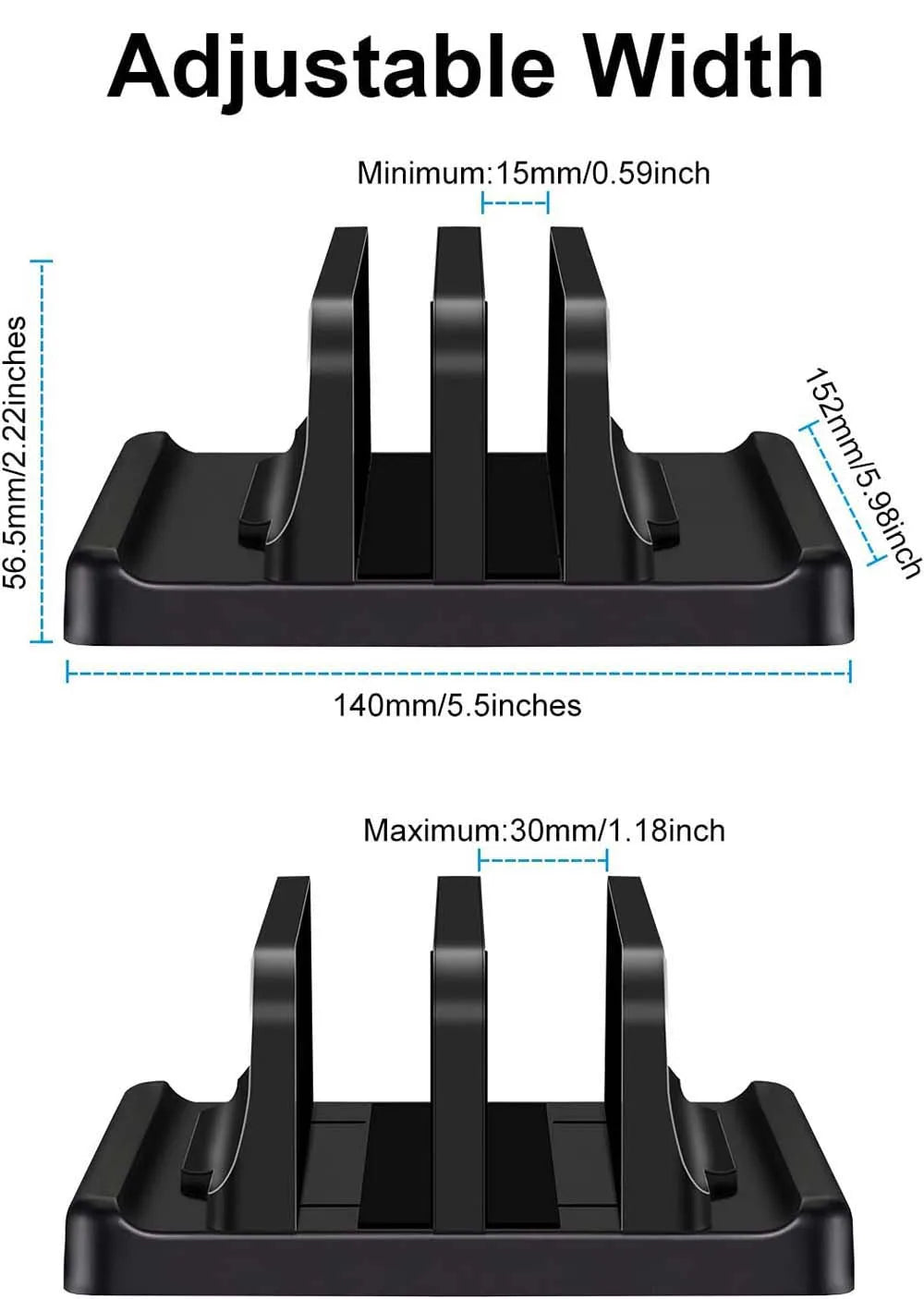 💻📚 Dual-Slot Vertical Laptop Stand – Adjustable Desktop Dock
