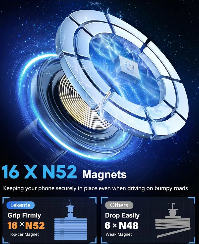 UYUXIO Magnetic Wireless Car Charger – 15W Air Vent Phone Holder