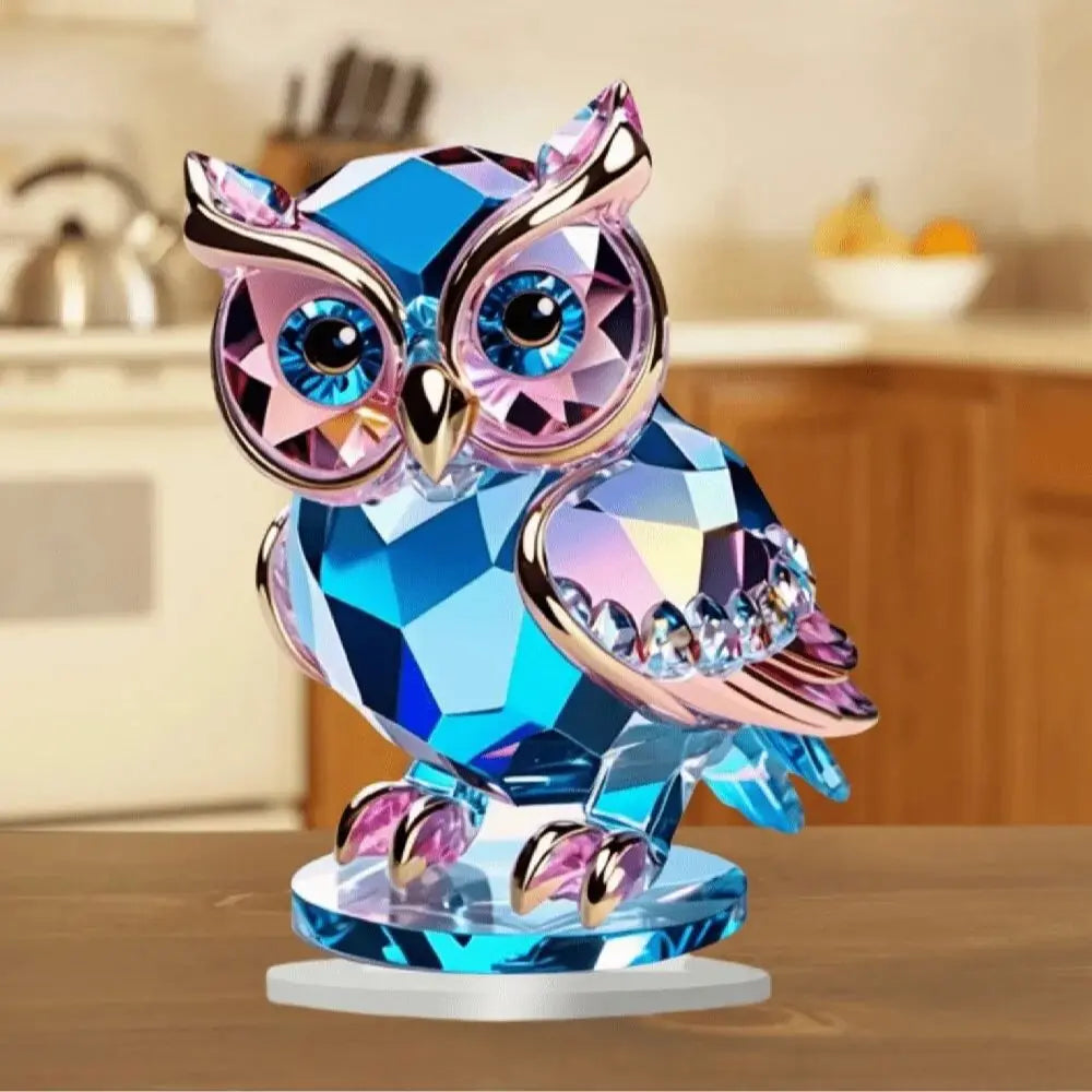 🦉✨ Cute Crystal Plastic Owl Desktop Decoration | 6 × 6 inch Animal-Themed Home Decor Ornament | Practical & Convenient Desk Decor