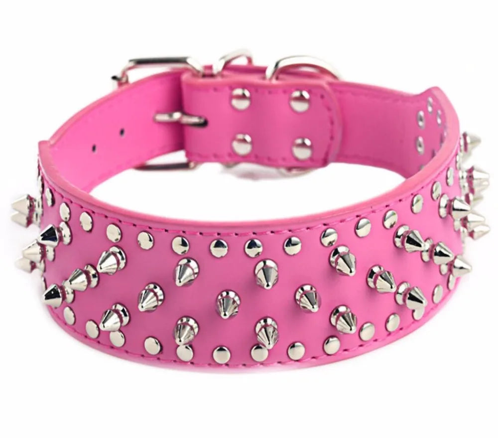 🐕🛡️ Spiked Large Dog Collar – PU Leather Collar for Medium to Large Breeds (L–3XL) | Pitbull, Mastiff, Boxer