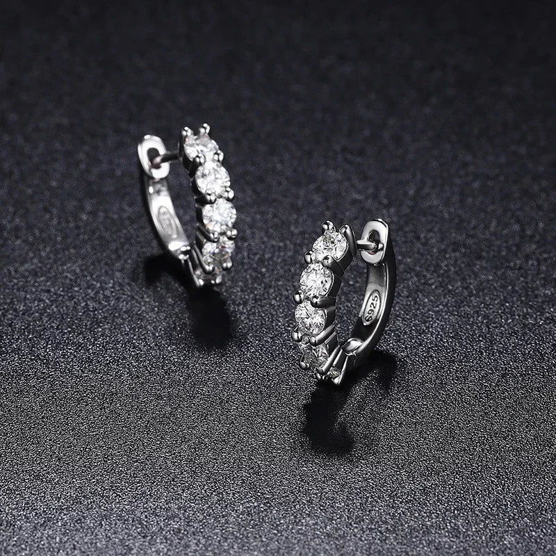 ✨💎 3MM D Color Moissanite Hoop Earrings 🤍 | White Gold Plated 925 Sterling Silver Earrings for Women 👰 | Wedding & Party Fine Jewelry
