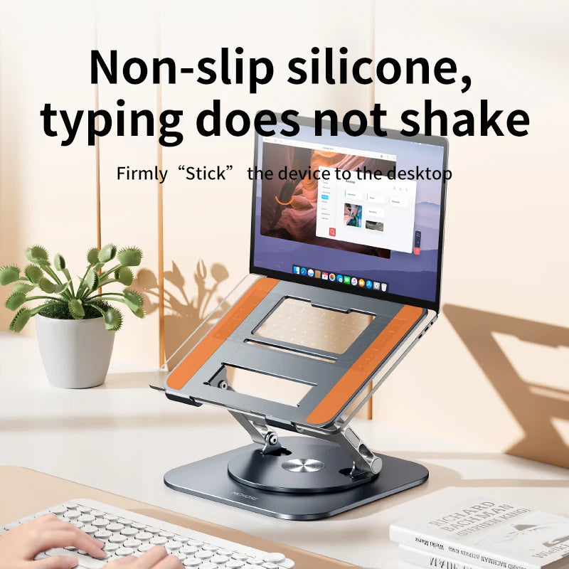 💻🔄 360° Rotatable Aluminum Laptop Stand – Adjustable Desk Riser