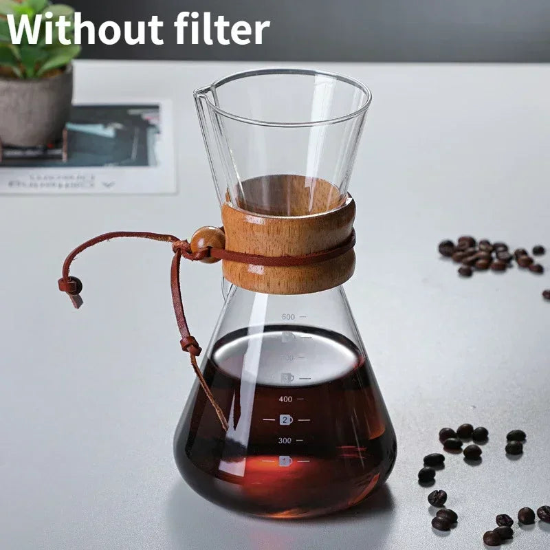 ☕✨ Hand Glass Pour Over Coffee Kettle | Stainless Steel Filter Drip Brewer 🫖 | Barista Hot Brewing Coffee Pot Dripper Maker
