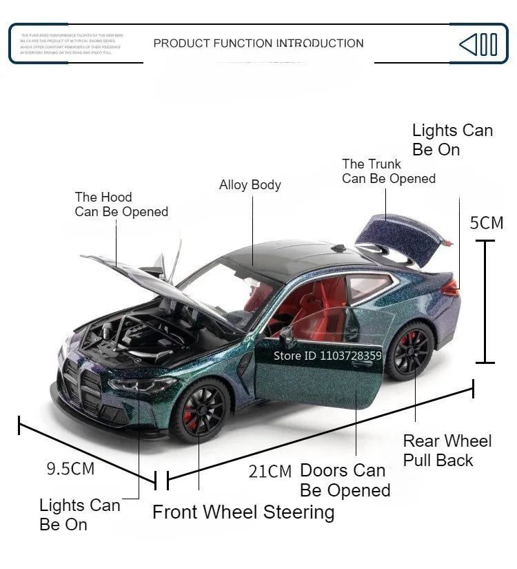 1:24 Miniature M4 or 760Li Model Toy Cars Alloy Diecast Sound Light Doors Opened Pull Back Shock Absorption Toy Vehicles Kids Gifts