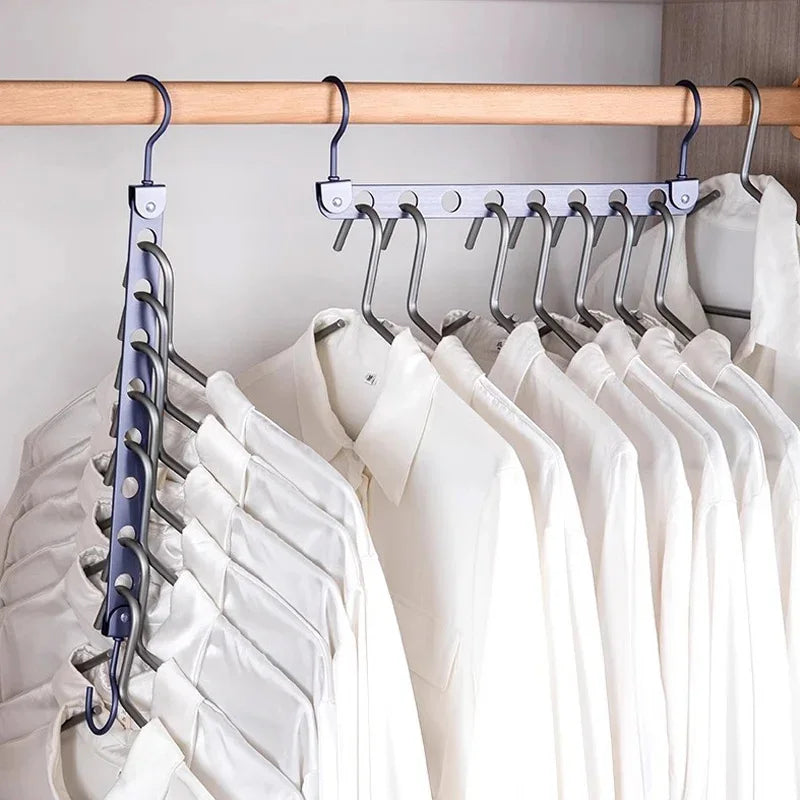 👕✨ Foldable Rotatable Clothes Hanger Organizer | 6 / 8 Holes Magic Metal Storage Rack 🪝 | Wardrobe Space Saver Hook