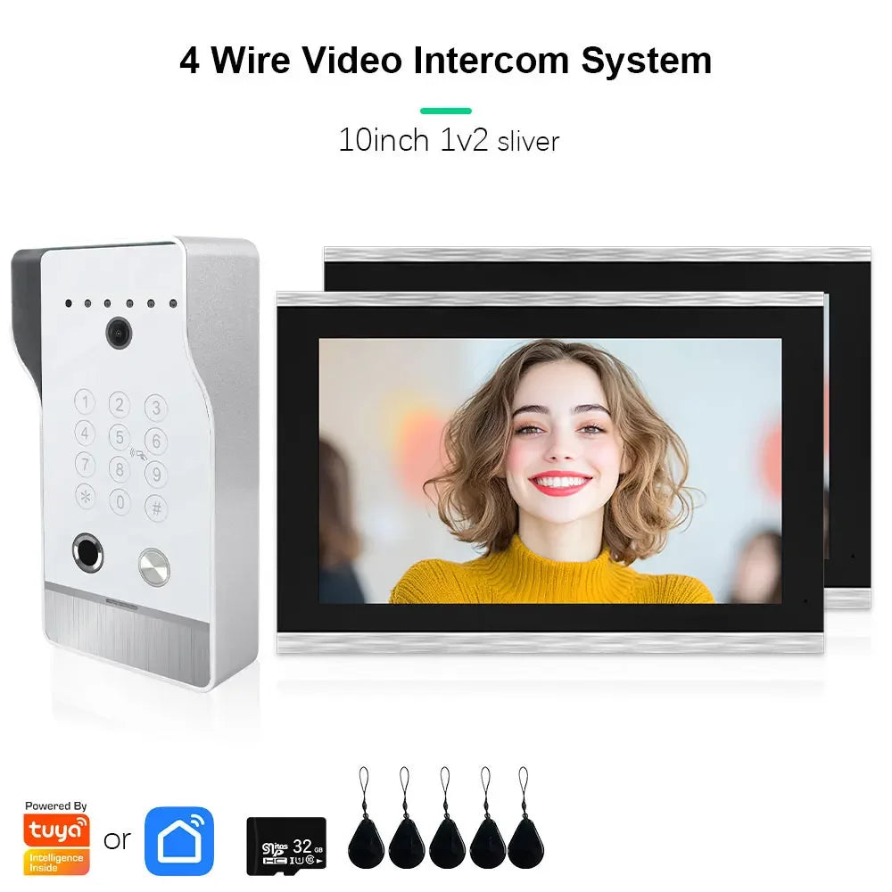 🔔📹 High Quality Video Doorbell Intercom System | Large Screen Smart Videophone 🔐 | Tuya Smart 5-in-1 Unlock 1080P for Home & Apartment