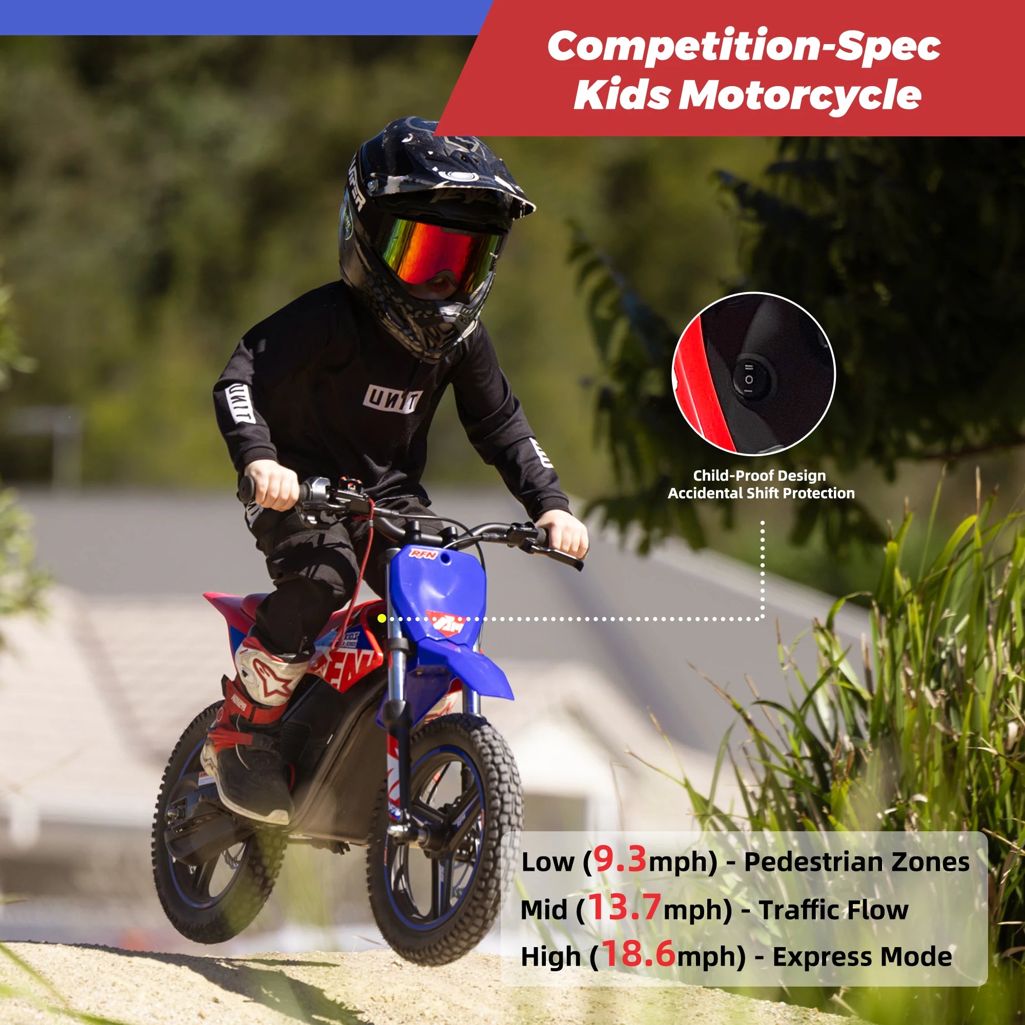 ⚡🏍️ RFN Warrior Kids Electric Dirt Bike – 36V 500W Off-Road Motorcycle | 3-Speed Ride for Ages 4–8