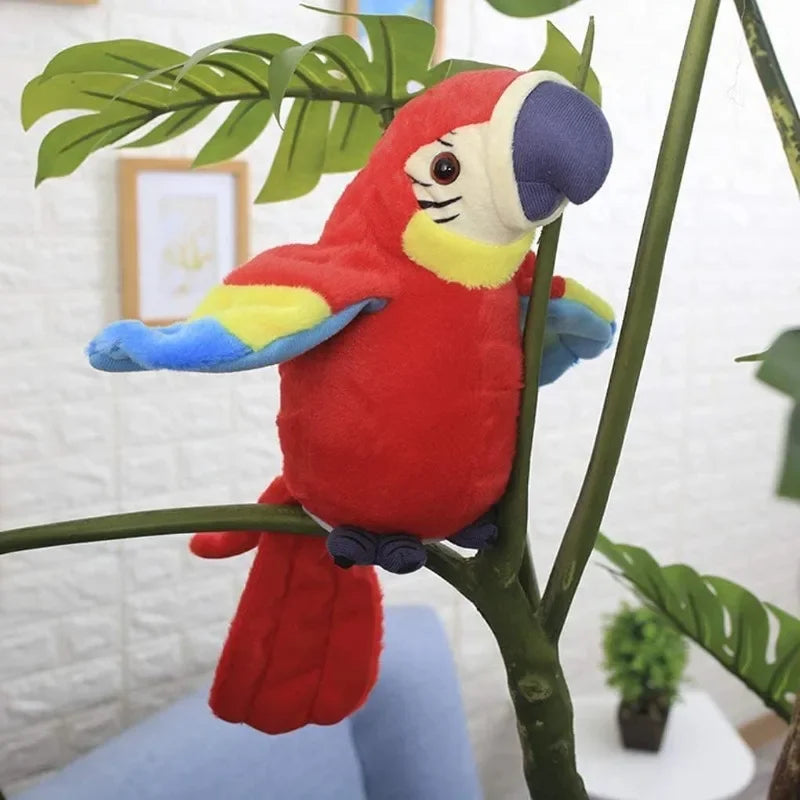 🦜💬 Talking Macaw Parrot Plush Toy – Voice Repeating Electronic Stuffed Bird with Animated Movement