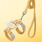 Cat Harness Leash Collar Set, Adjustable Cartoon Bee Design Double Layer Dog Harness for Small and Medium Pets Outdoor Walking Gear