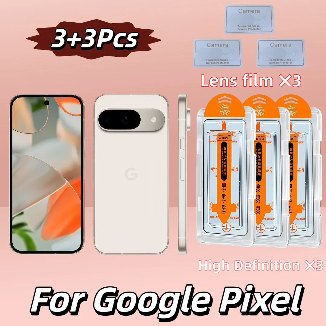 3+3 Pack Tempered Glass Screen & Camera Protector for Google Pixel