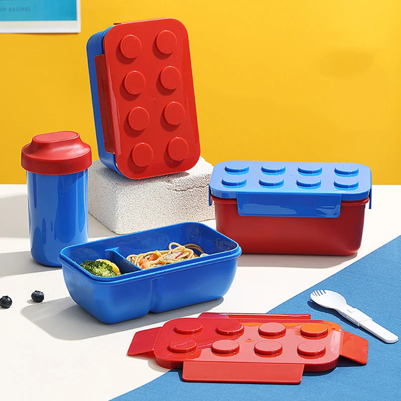 🧱🍱 Creative Sealed Lunch Box | Color Building Blocks Bento Box 🎨 | Portable Kids Lunch Box for School, Picnic & Fruit Salad