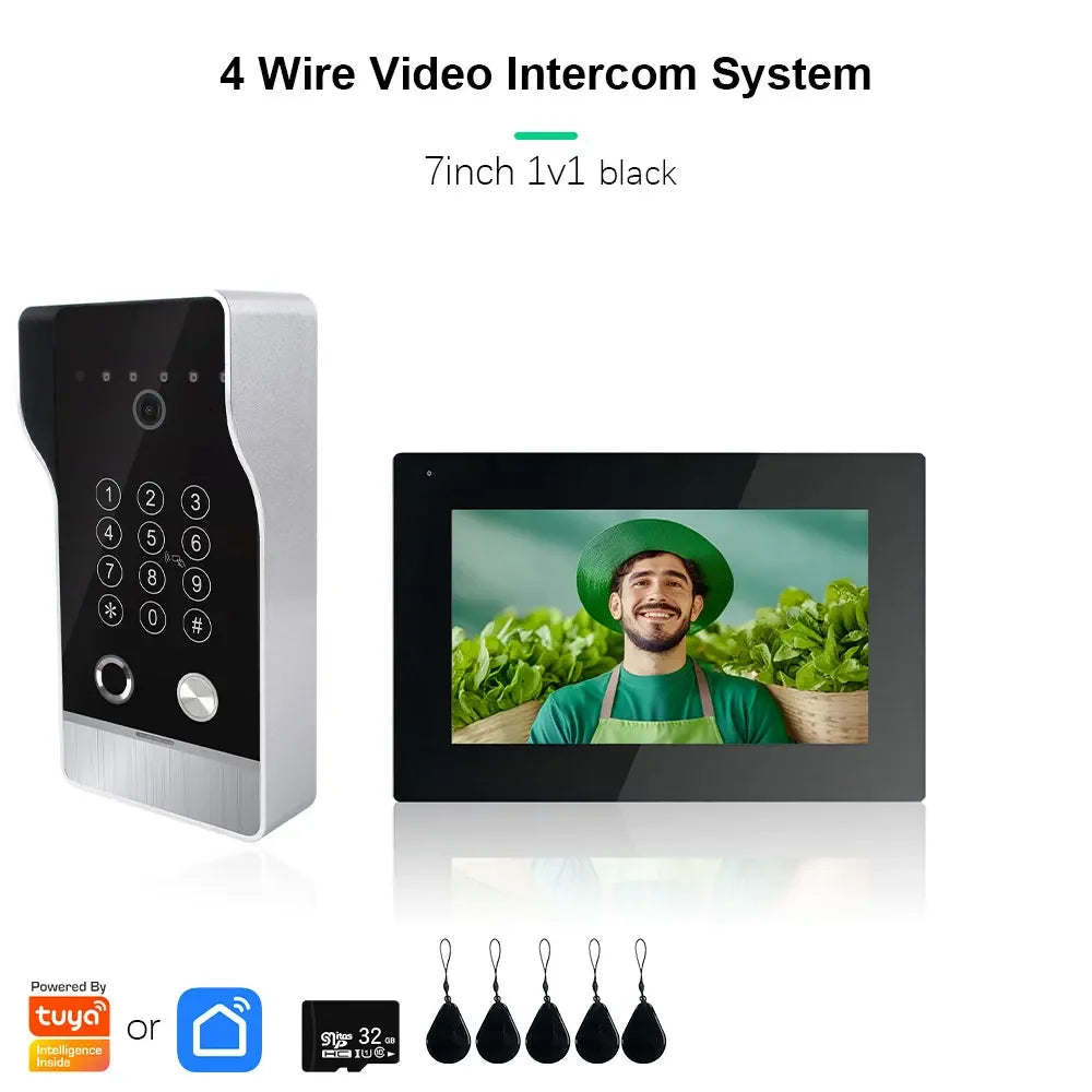 🔔📹 High Quality Video Doorbell Intercom System | Large Screen Smart Videophone 🔐 | Tuya Smart 5-in-1 Unlock 1080P for Home & Apartment