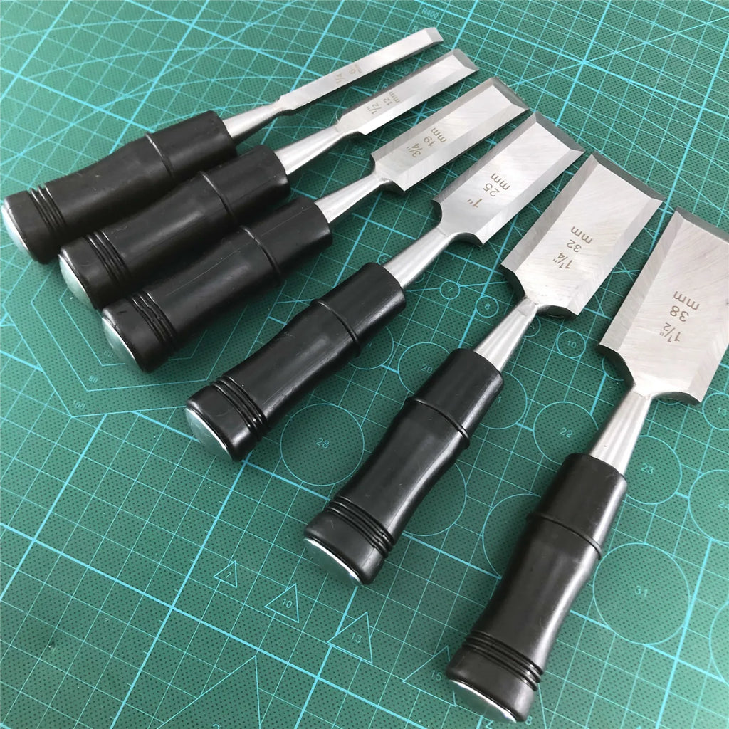 Hand Tool Wood Chisel Carbon Steel Chisel with Hammer End and Anti-Slip Handle Carpentry Tools Woodworking Chisel 19/25/32/38mm
