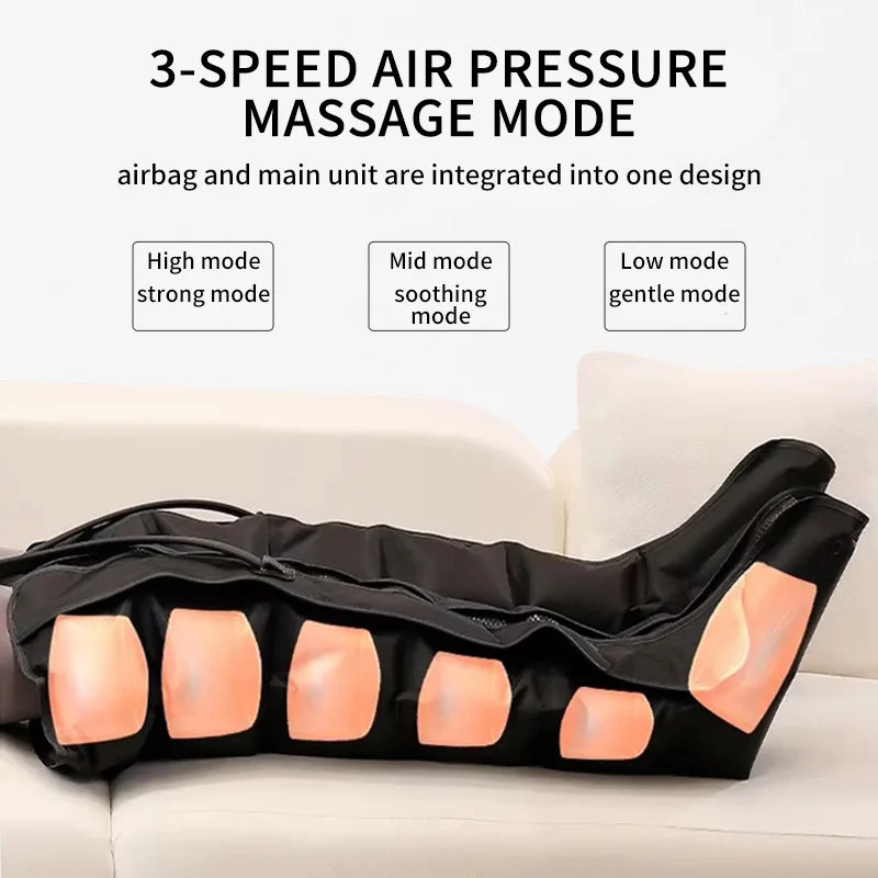 Air Pressure Leg Massager with Foot Boots for Kneading Squeezing and Deep Relaxation with Remote Control