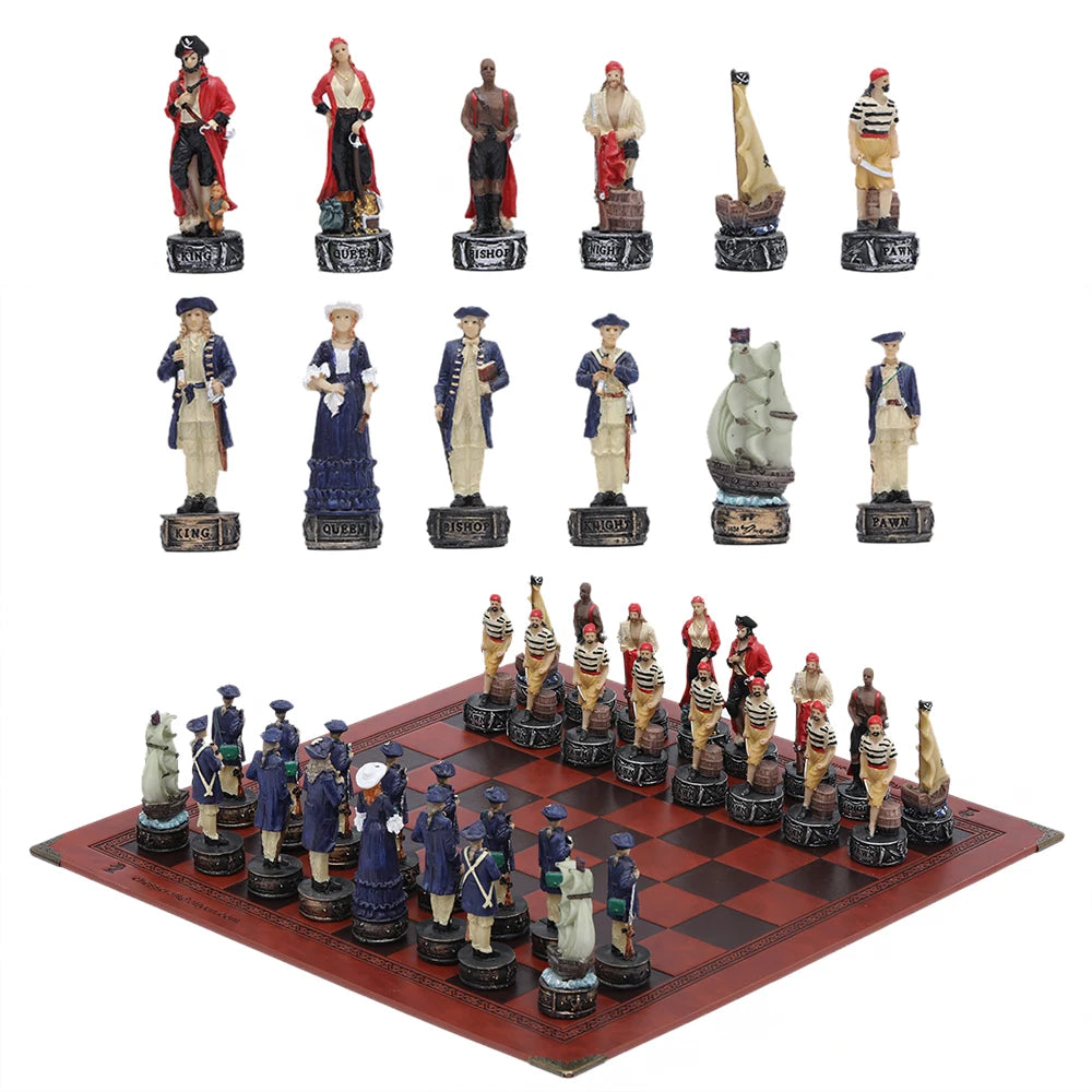 Luxury War‑Themed Metal & Resin Chess Set ♟️ | Hand‑Painted Knights on Leather Board | 32‑Piece Strategy Gift Set 🎁