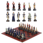 Luxury War‑Themed Metal & Resin Chess Set ♟️ | Hand‑Painted Knights on Leather Board | 32‑Piece Strategy Gift Set 🎁