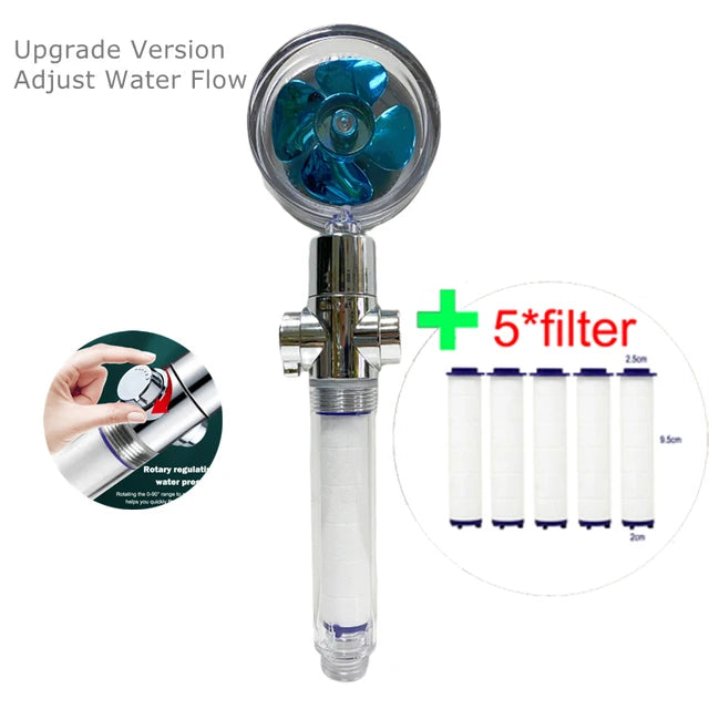 🚿💨 High-Pressure Turbo Fan Shower Head – Handheld Water-Saving Rainfall Spray with 5 Filters | Bathroom Accessories