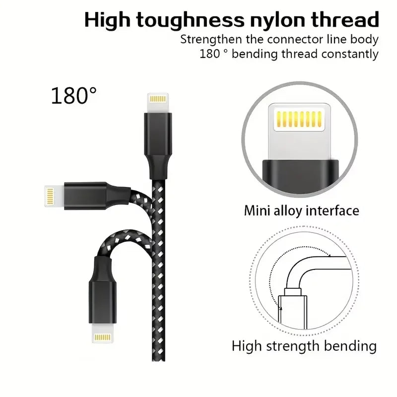 USB-A to Lightning Fast Charging Cable 1M / 2M / 3M – Nylon Braided