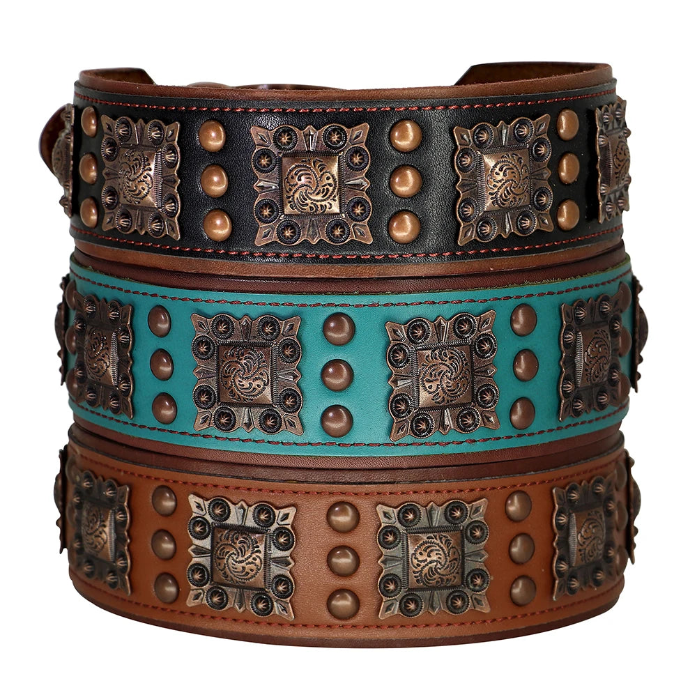 🐕🛡️ Spiked Leather Dog Collar – Heavy Duty Adjustable
