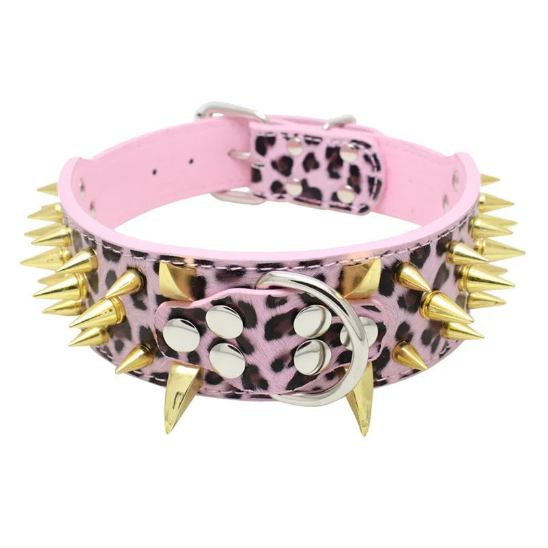 Spiked Dog Collar 🦴 Anti-Bite PU Leather Rivet Collar for Large Dogs