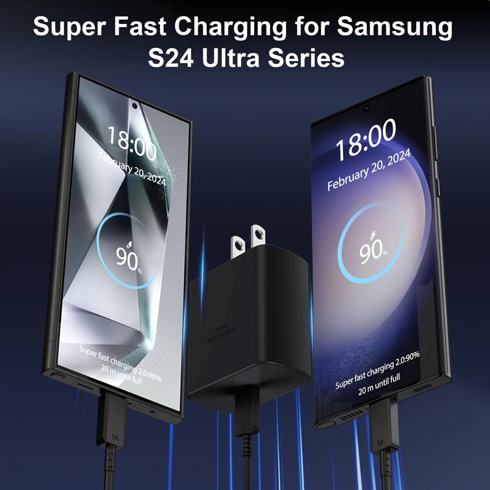 45W Super Fast Charger with USB-C Cable for Samsung Galaxy