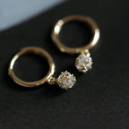 ✨💎 925 Sterling Silver 14K Gold Plated Geometric Pendant Earrings 🤍 | Sparkling Zircon Minimalist Earrings for Women 👰 | Wedding & Party Jewelry