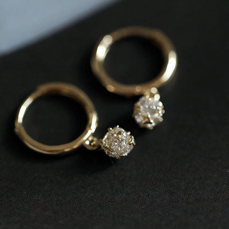 ✨💎 925 Sterling Silver 14K Gold Plated Geometric Pendant Earrings 🤍 | Sparkling Zircon Minimalist Earrings for Women 👰 | Wedding & Party Jewelry