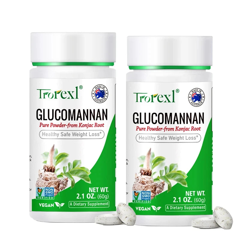 🌿💧 100PCS Glucomannan Powder – Vegan, Non-GMO, Gluten-Free Natural Weight Loss & Appetite Support